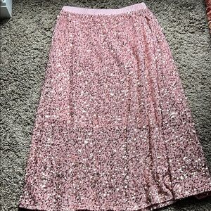 Elegant Pink Sequin Skirt